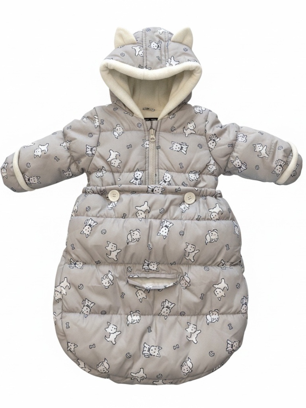 London Fog Gray Puppy Hooded Baby Winter Onesie/Coat